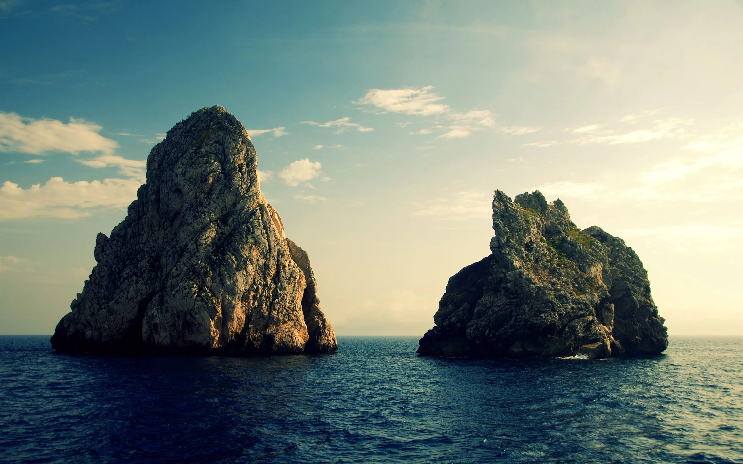 облака, скалы, море