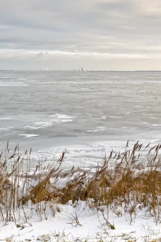 зима, лёд, река
