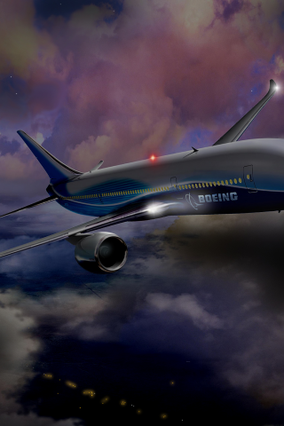 полёт, dreamline, 787, облака, boeing