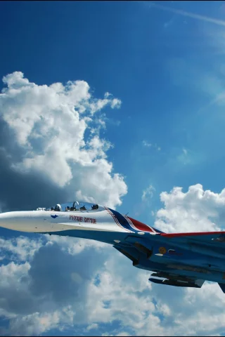 Су-27, истребитель, облака, небо