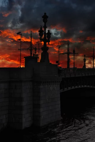 ночь, мост, санкт-петербург