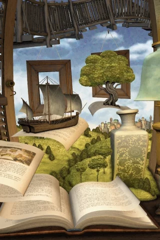 путешествие, полки, книги, корабль