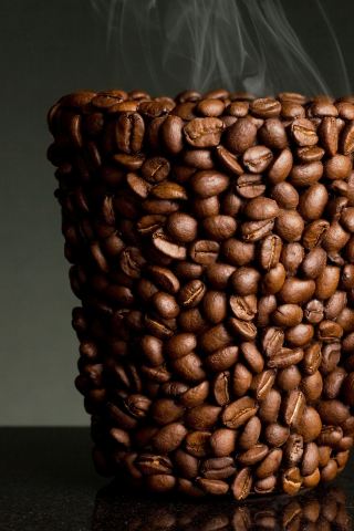 кофе, зерна, кружка, пар, вкусно, чашка, коричневый, кофейные зерна