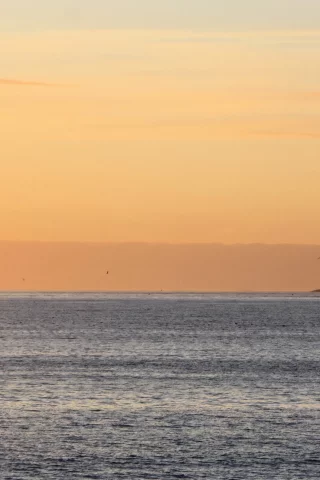 небо, море, пейзаж, закат, горы
