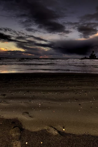 небо, песок, море, пейзаж, ночь