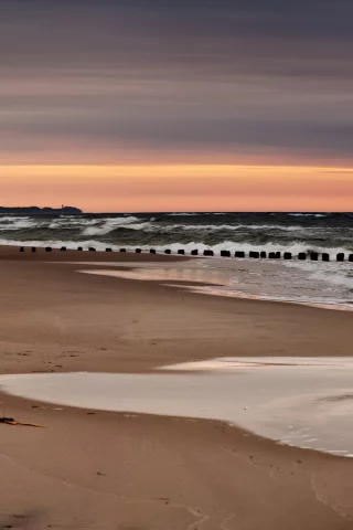закат, море, песок