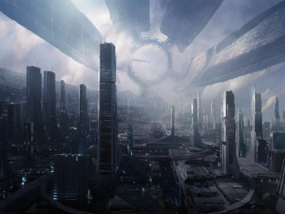 фантастика, город, космос, Mass Effect