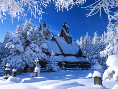 снег, зима, дом