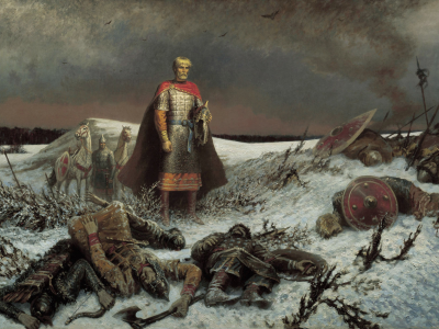 киевская русь, витязи, картина, битвы, тела, татары, воины, поле, сеча