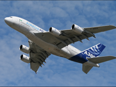 Airbus, полёт, A380, облака