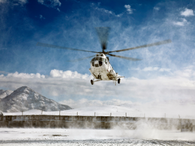вертолёт, снег, Ми-8, лопасти, Миль