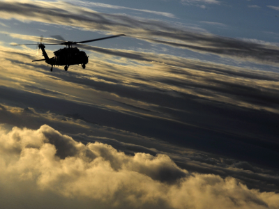 SH-60, лопасти, облака, вертолёт