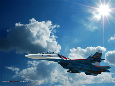Су-27, истребитель, облака, небо