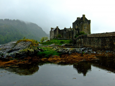 туман, эйлен-донан, замок, шотландия, камни