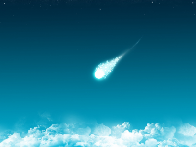 минимализм, комета, синий, облака