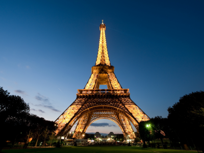 вечер, эйфелева башня, париж