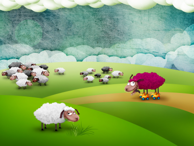 овцы, поле, сумашедшая овца