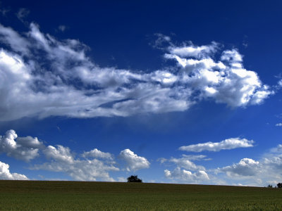 небо, поле, облака, пейзаж