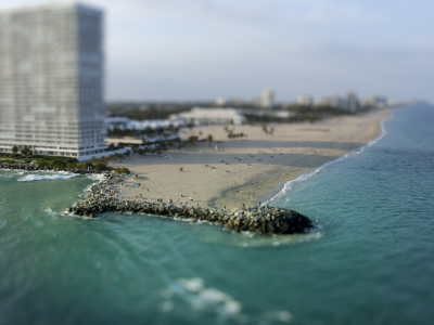 miami, tilt-shift, море, дома, майами, пляж