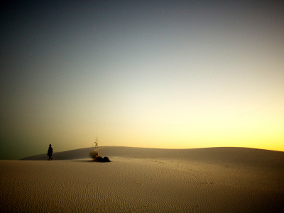 пустыня, песок, человек, горизонт