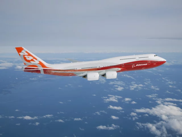 полёт, boeing, облака, Intercontinental, 747-8