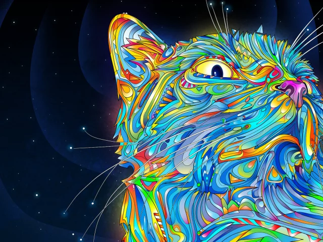 цвета, кот, завихрения, усы