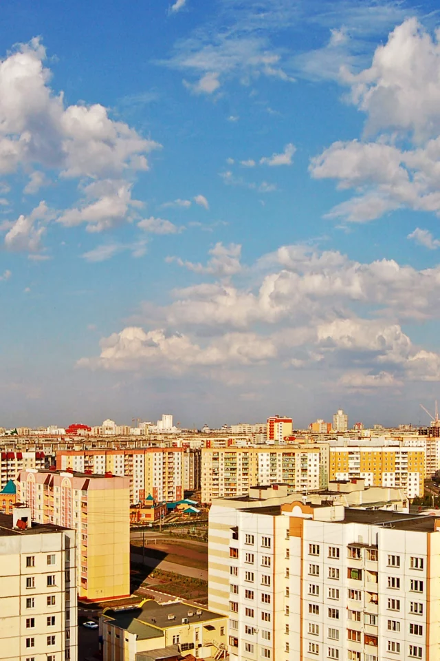 город, панорама, крыша