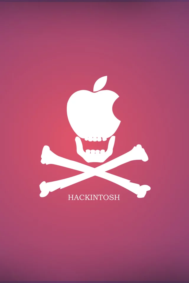 Хакинтош, красный, кости, пират, Hackintosh, минимализм, мини, яблоко, фиолетовый, череп, apple