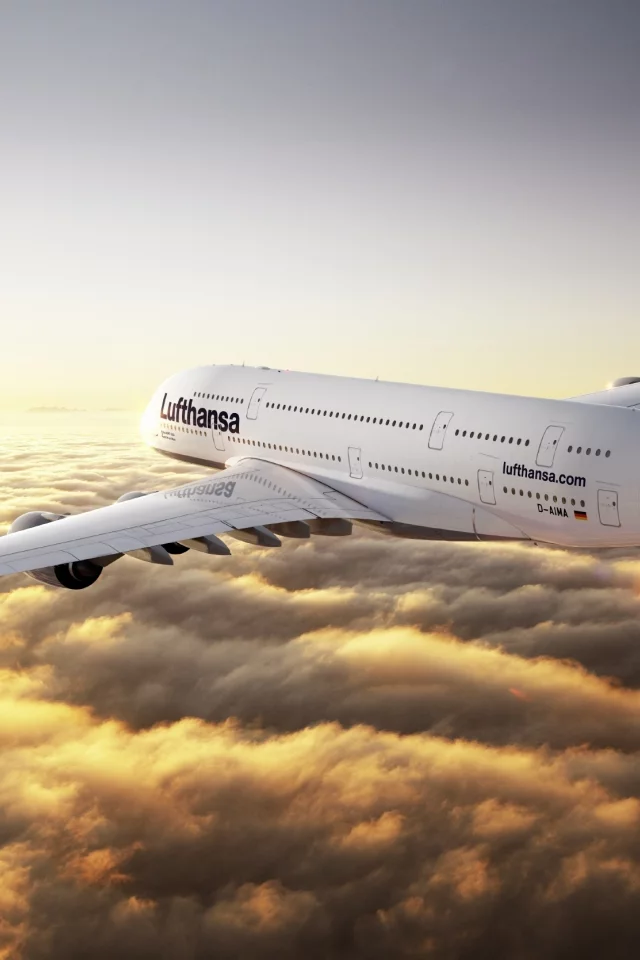 полёт, облака, A380, Airbus