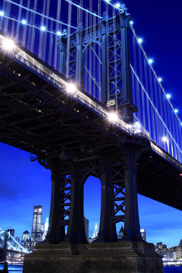 мегаполис, сердце, ночь, сша, бруклинский мост, нью-йорк