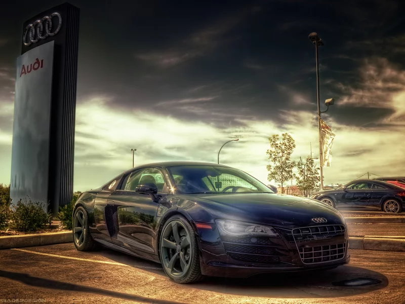 тучи, Audi R8, текстура, авто, автомобили, свечение, машины