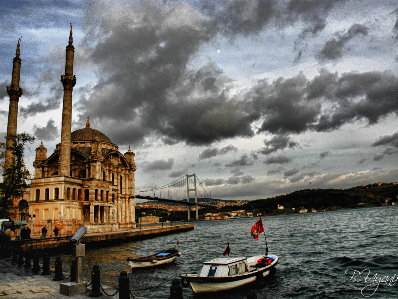 Мечеть, порт, море, Стамбул