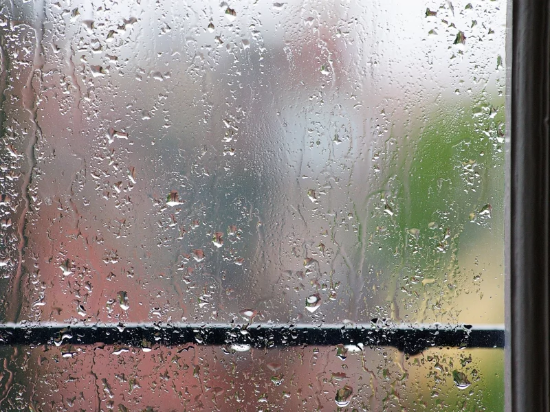 капли, вода, стекло, окно, дождь