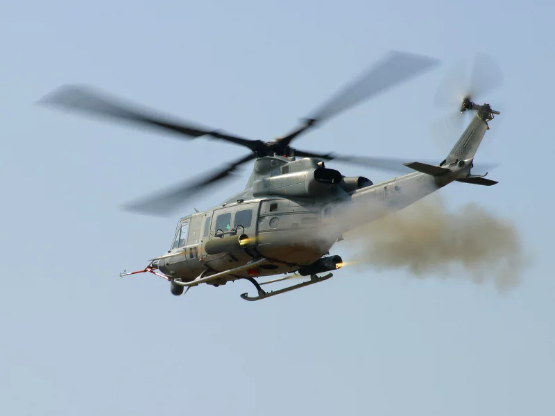 Bell, небо, Вертолет, ракета, стрельба, Huey, UH-1Y