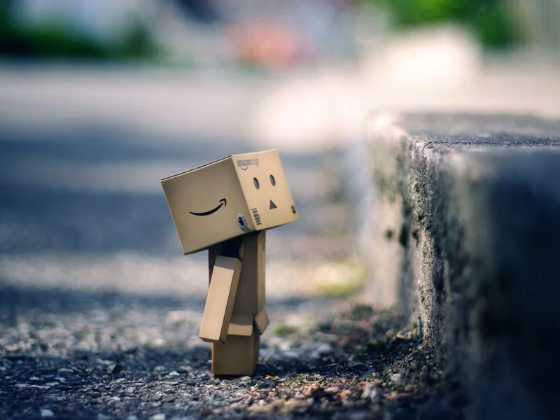 тротуар, danbo, дорога, коробка, асфальт