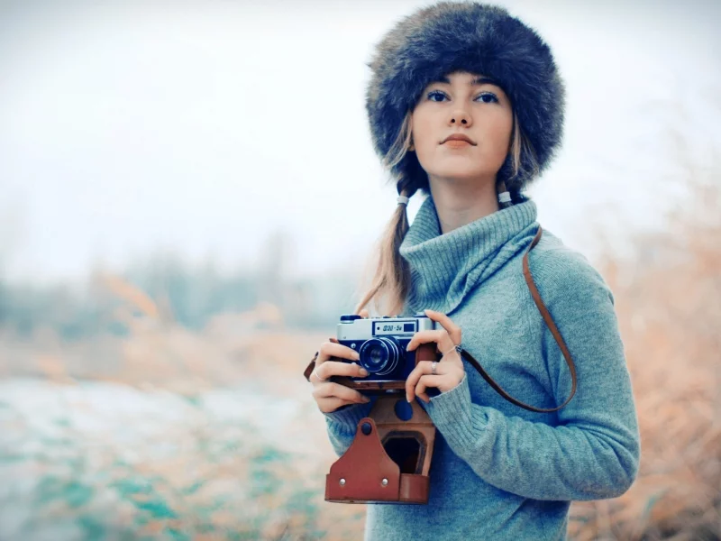 девушки, девушка, красивая, фотоаппарат, девушка, старый, красивая