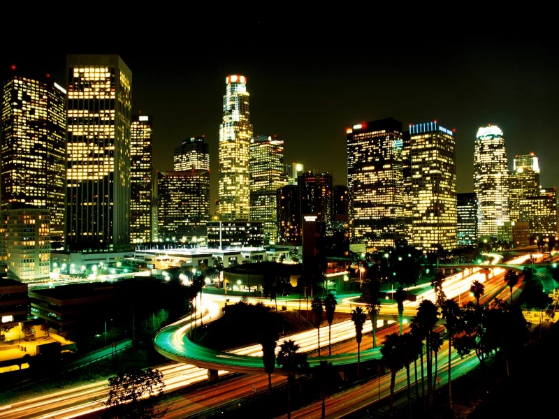 lights, LA, city, night