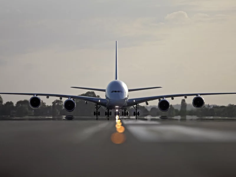 облака, Airbus, Air France, ангар, A-380