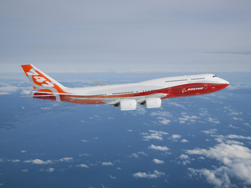 полёт, boeing, облака, Intercontinental, 747-8