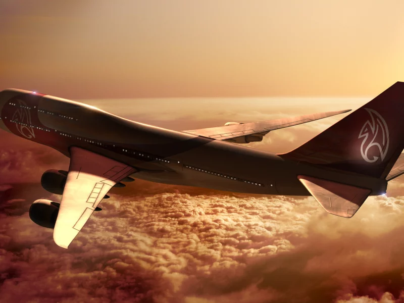 солнце, boeing, облака, 747, полёт