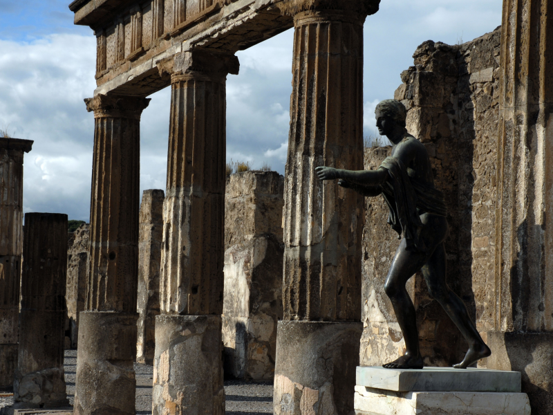 статуя, мертвый город, италия, помпеи, колонны