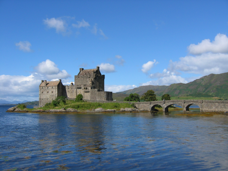 вода, шотландия, замок, небо, эйлен-донан
