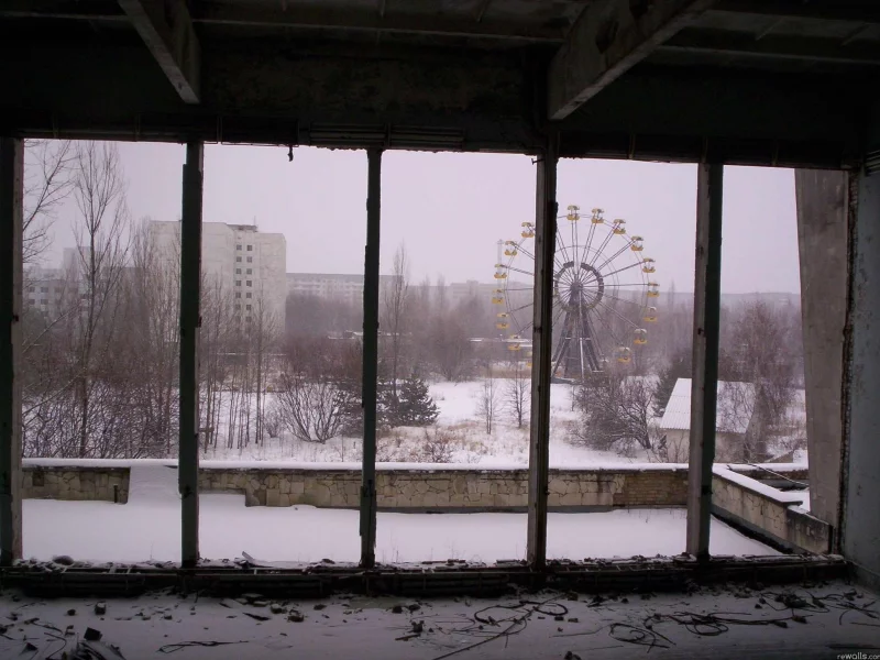 карусель, зима, припять, окно