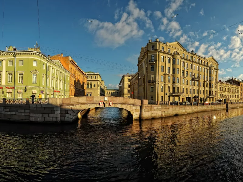 здания, санкт-петербург, набережная, мост