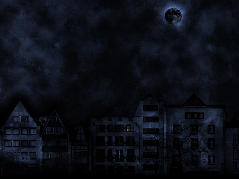 улица, луна, мрак