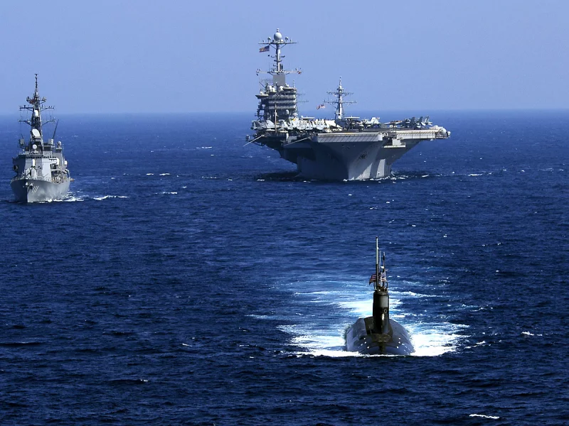 подводная лодка, море, авианосец, корабли