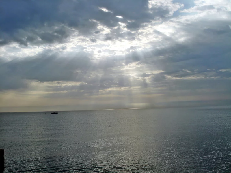 свет, лучи, Море, сияние