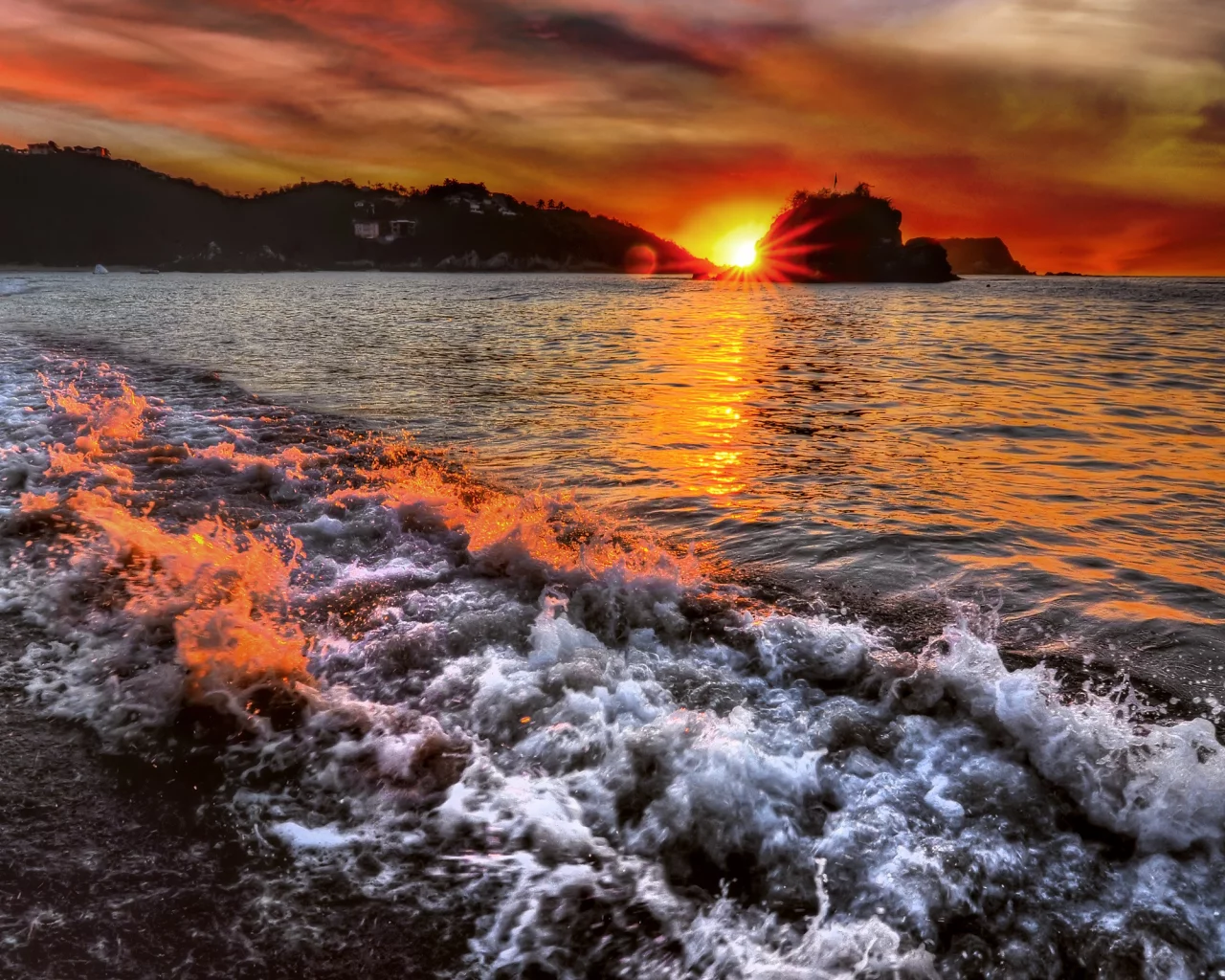 закат, красивий, море