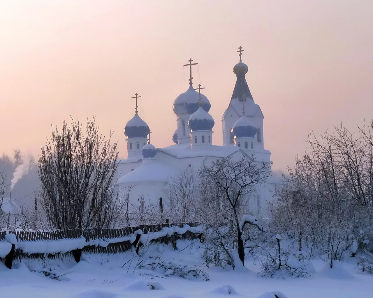 снег, церковь, зима