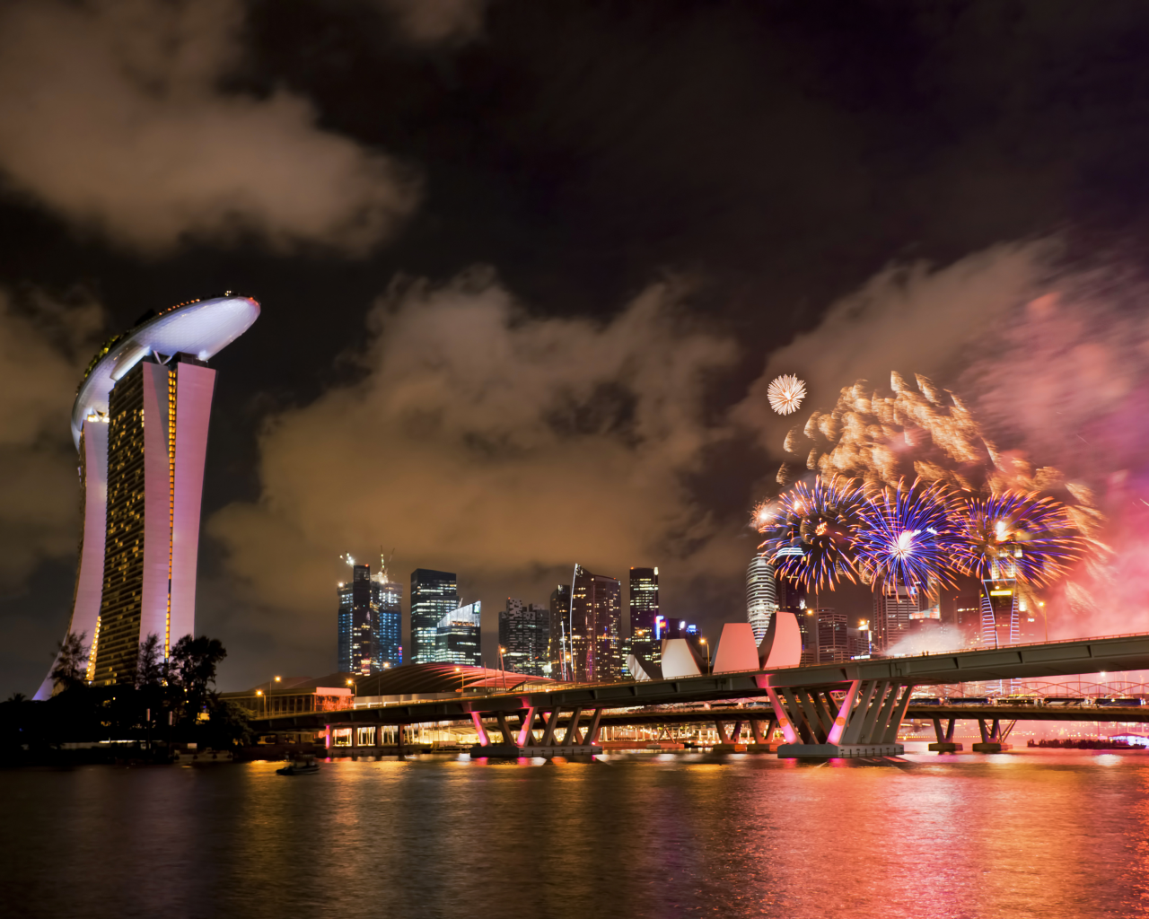 фейерверк, праздник, сингапур